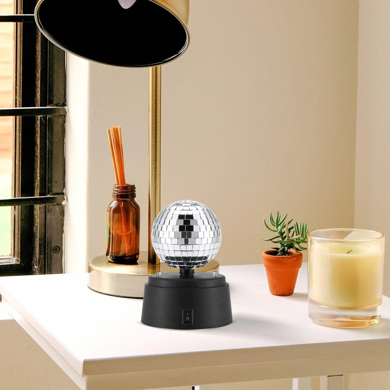 Lustrzana kula dyskotekowa, kula dyskotekowa z lustrem | Impreza Disco Ball | Ma?a lampa taneczna zasilana bateri?, lustrzana kula dyskotekowa, ?wietlenie ?wi?teczne dla zespo?ów, barów, wesel, przyj