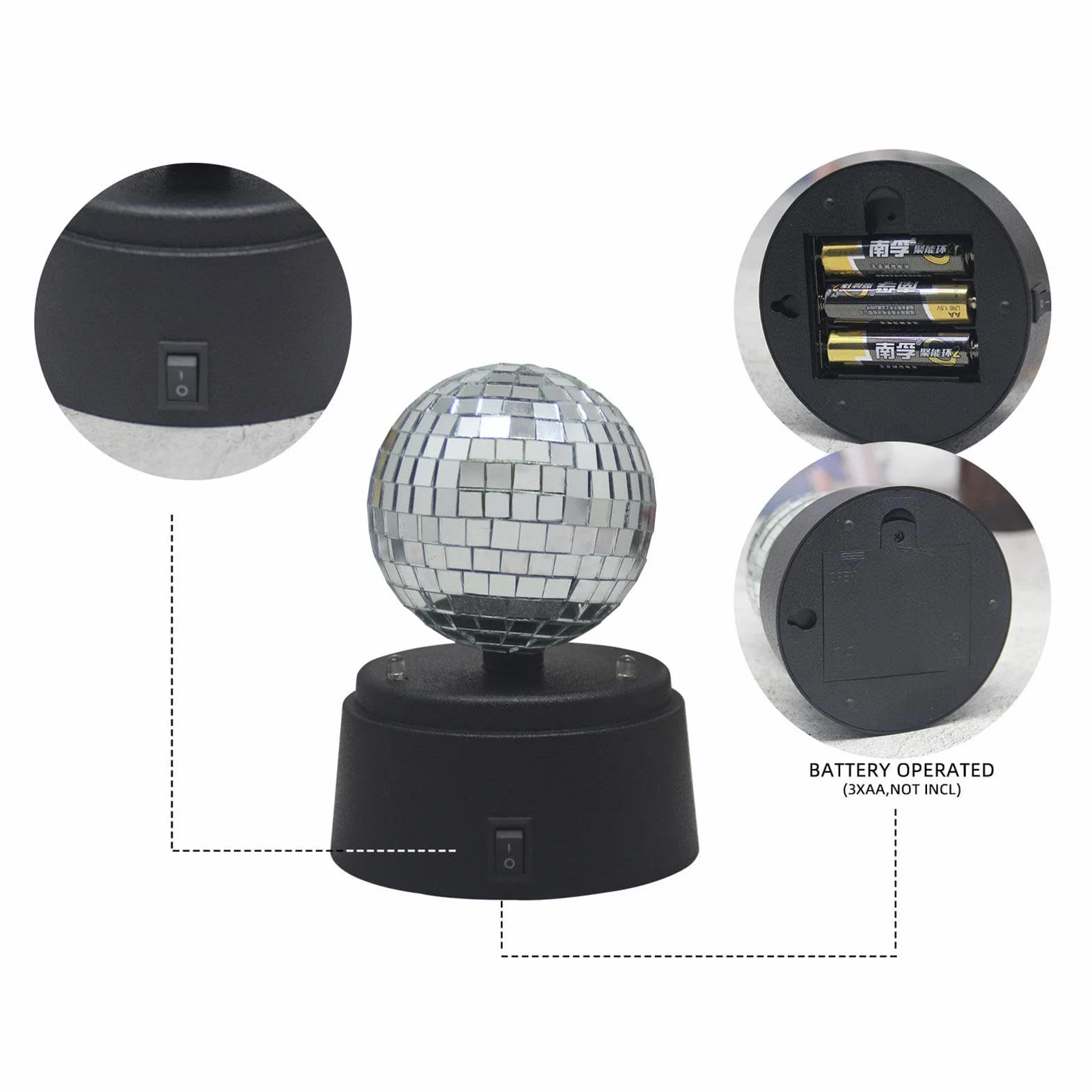 Lustrzana kula dyskotekowa, kula dyskotekowa z lustrem | Impreza Disco Ball | Ma?a lampa taneczna zasilana bateri?, lustrzana kula dyskotekowa, ?wietlenie ?wi?teczne dla zespo?ów, barów, wesel, przyj