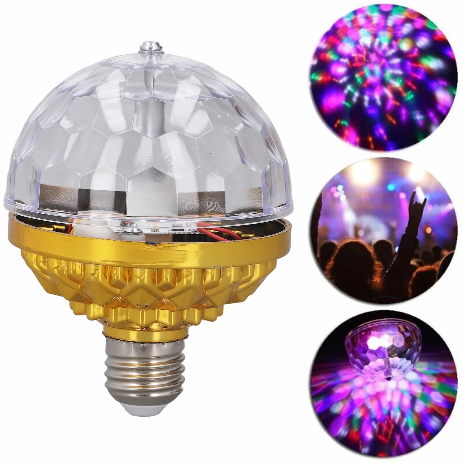 Kolorowa Obrotowa Kula świetlna, Trwała 6W Metalowa Dioda LED Obrotowa Kula Lampka Nocna z Uniwersalnym Gniazdem na ceremonię ślubną Karaoke (Wtyczka UE 220 V)