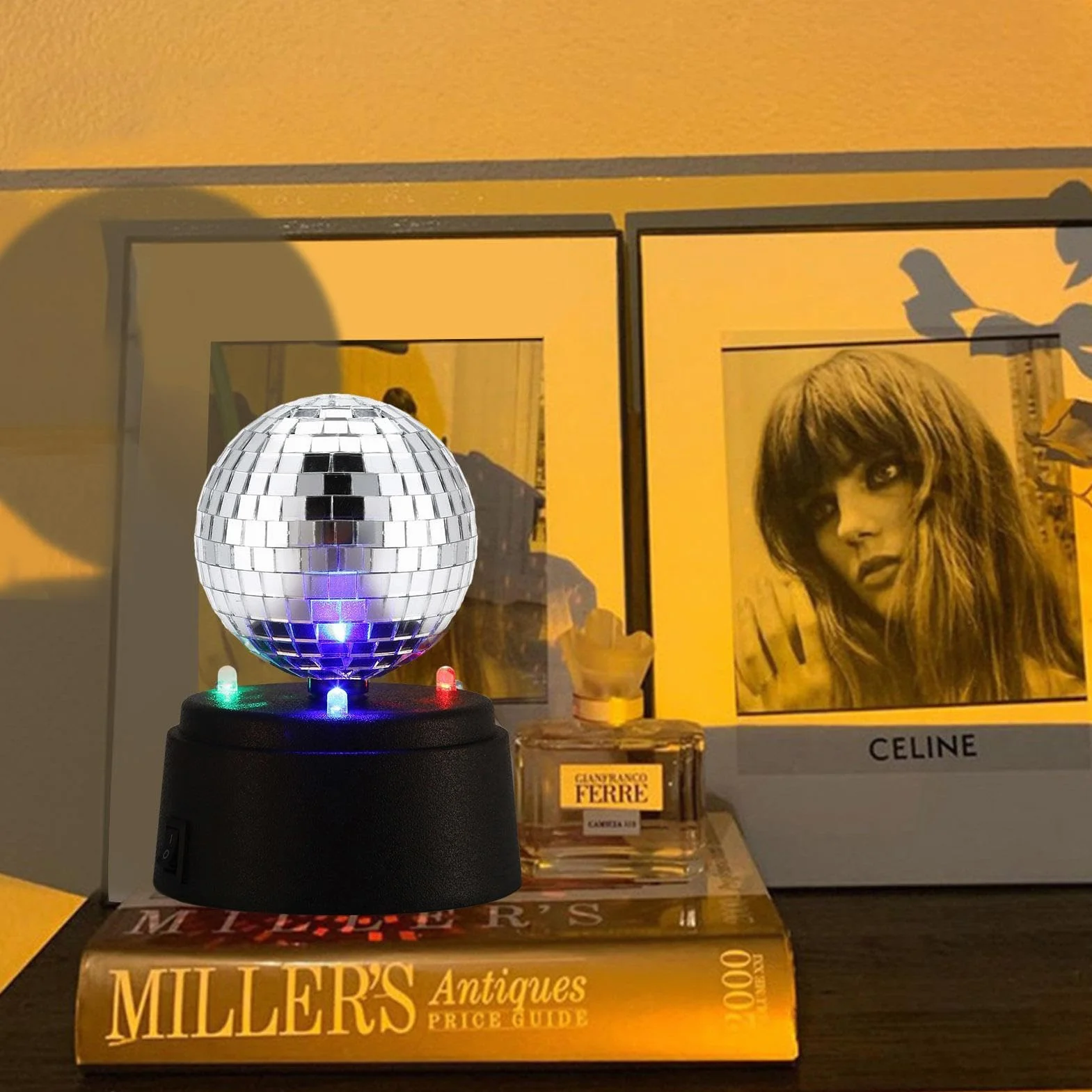 Lustrzana kula dyskotekowa, kula dyskotekowa z lustrem | Impreza Disco Ball | Ma?a lampa taneczna zasilana bateri?, lustrzana kula dyskotekowa, ?wietlenie ?wi?teczne dla zespo?ów, barów, wesel, przyj