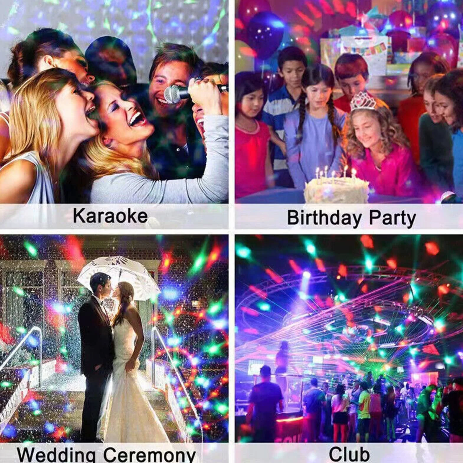 Kolorowa Obrotowa Kula świetlna, Trwała 6W Metalowa Dioda LED Obrotowa Kula Lampka Nocna z Uniwersalnym Gniazdem na ceremonię ślubną Karaoke (Wtyczka UE 220 V)