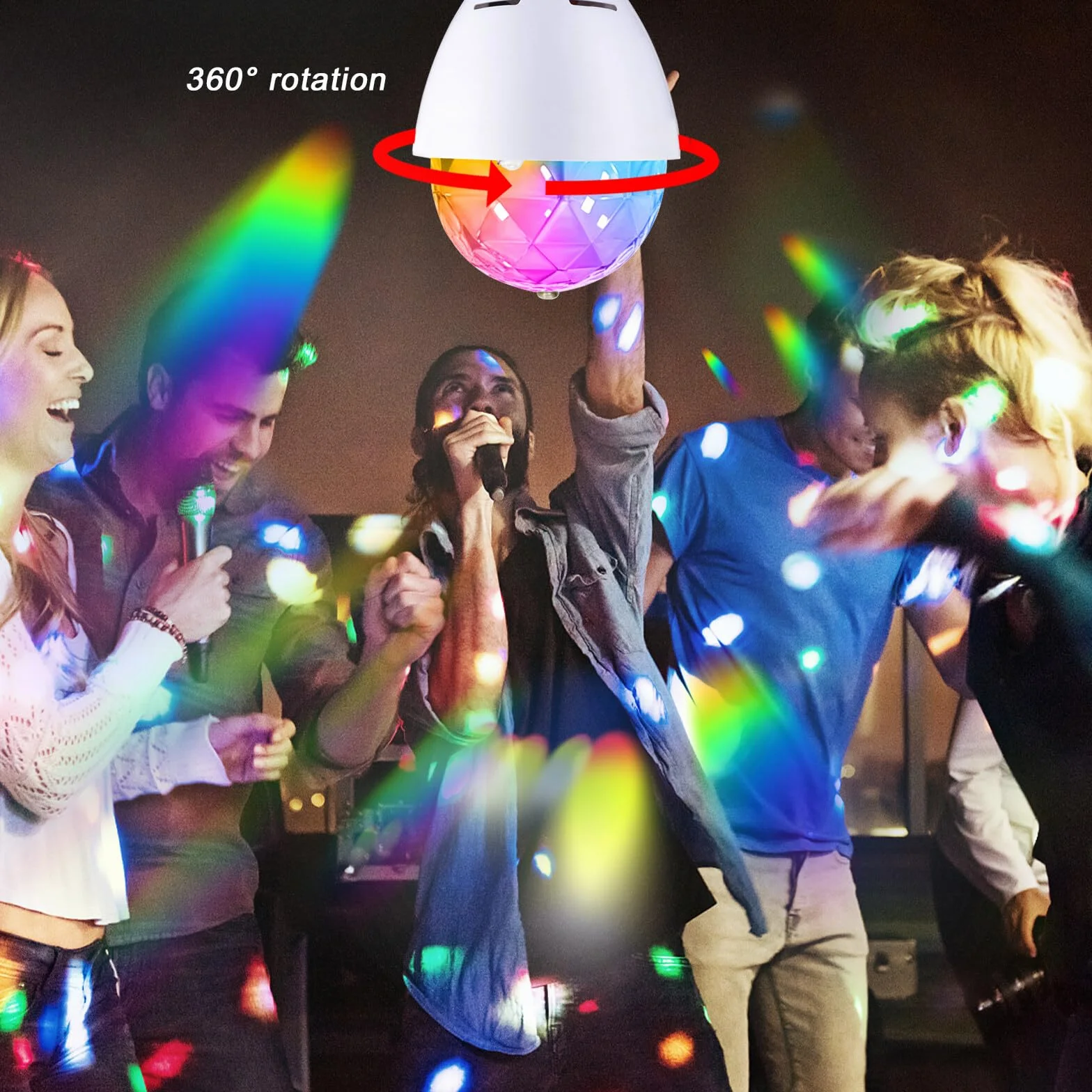 2 x oświetlenie imprezowe LED, E27, 3 W, RGB, kula dyskotekowa, obracana o 360°, lampa dyskotekowa LED do oprawy E27, dekoracja na wesele, urodziny, Halloween, Boże Narodzenie